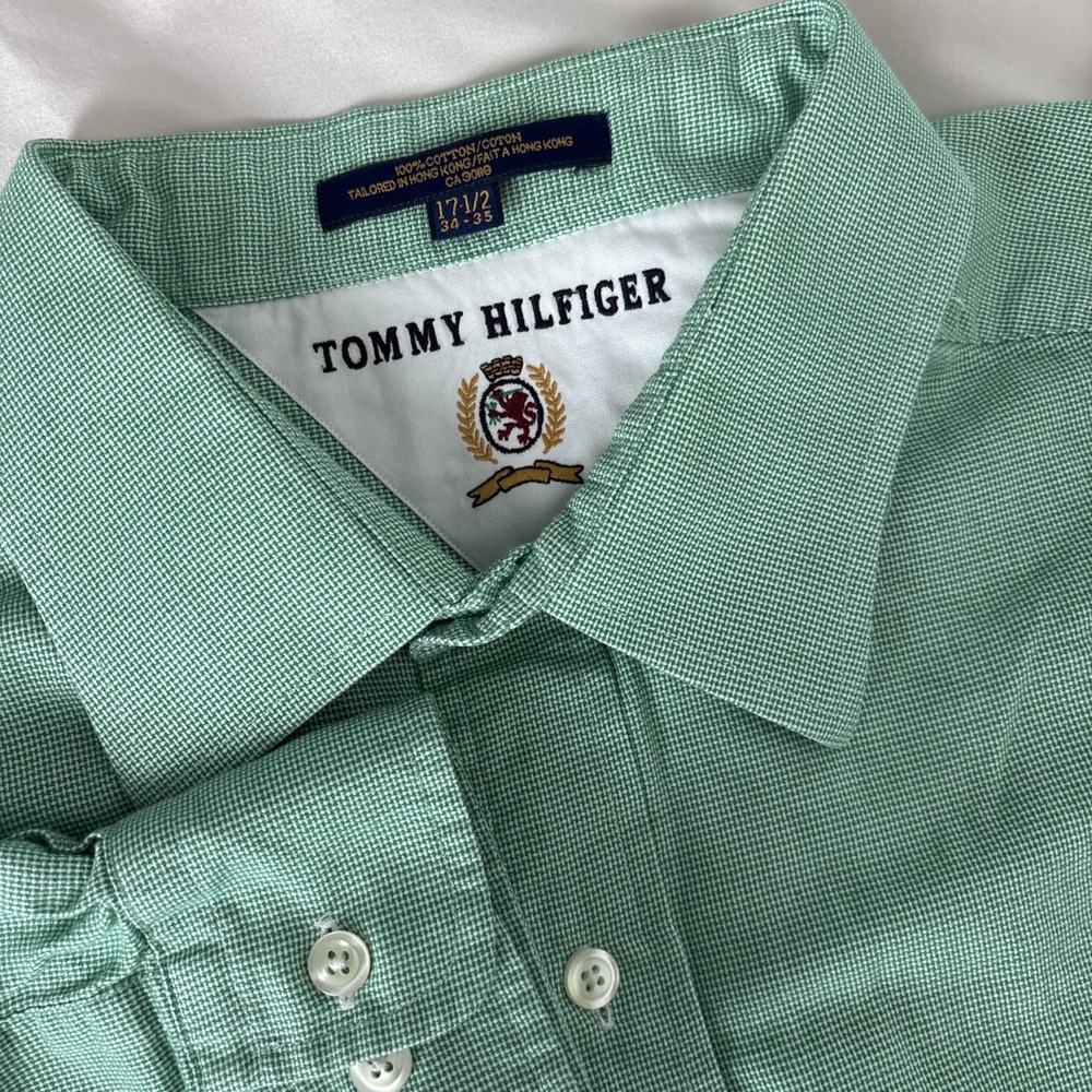 VINTAGE Men's Tommy Hilfiger long Sleeve Button Shirt 17.5-34-35 100% Cotton